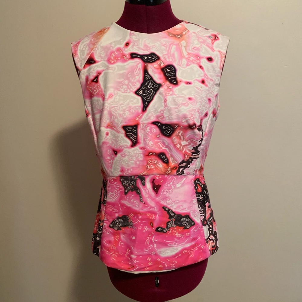 Monique Lhuillier Printed partially Silk Top